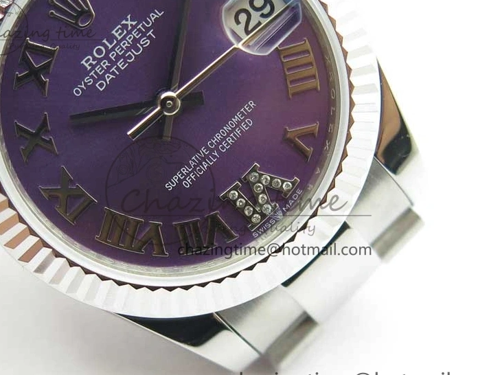 MiroTime 0429 Datejust 31mm 278271 SS BP Maker Best Edition Purple Roman Dial on Oyster Bracelet Modern 2752